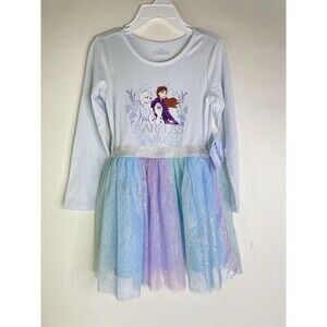 Disney Frozen Princess Elsa Anna Long Sleeve Tutu Dress Girls Toddler Size 3T